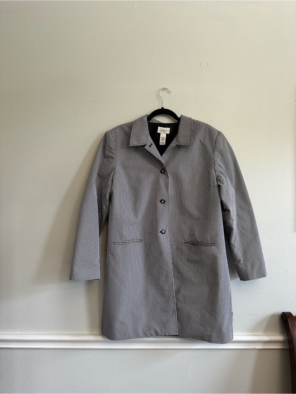 Women's blue vintage trench gingham check Lightweight Coat